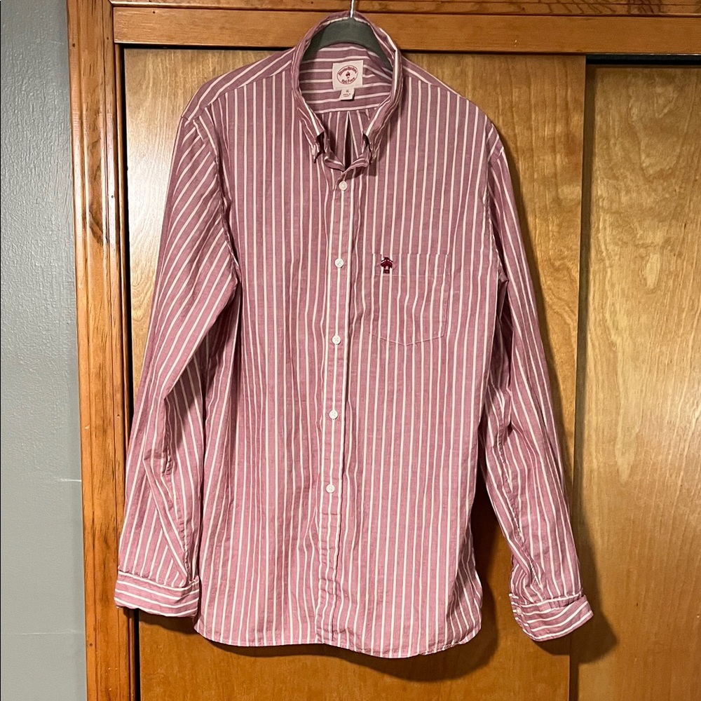 Brooks Brothers Red Fleece Men's Striped Button-Down Shirt Slim fit XL